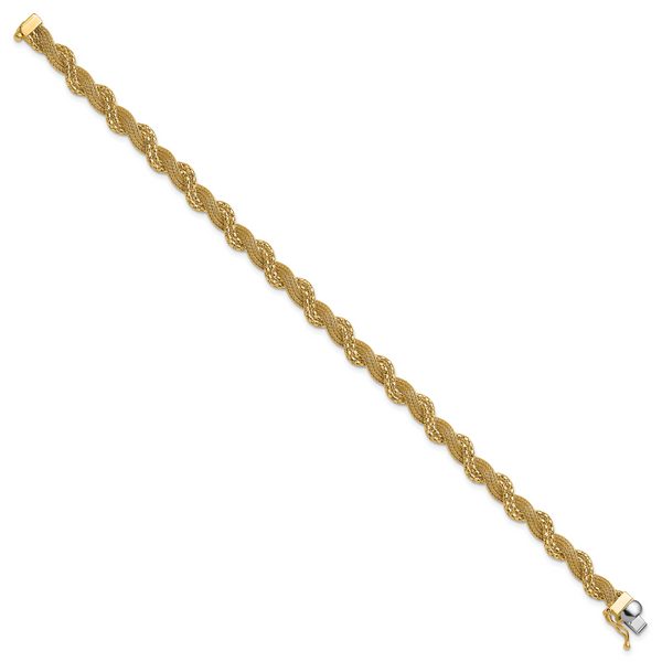 Leslie's 14K Polished/Textured and Diamond-cut Twisted Bracelet - Image 2