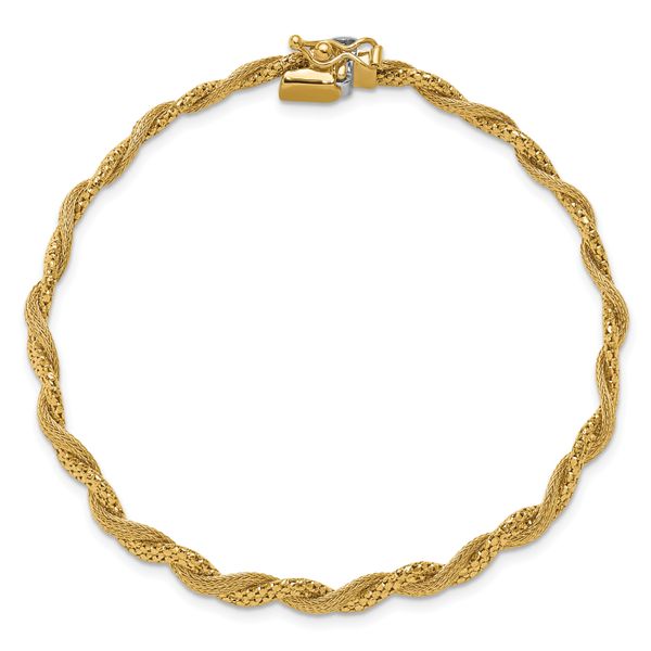 Leslie's 14K Polished/Textured and Diamond-cut Twisted Bracelet - Image 4