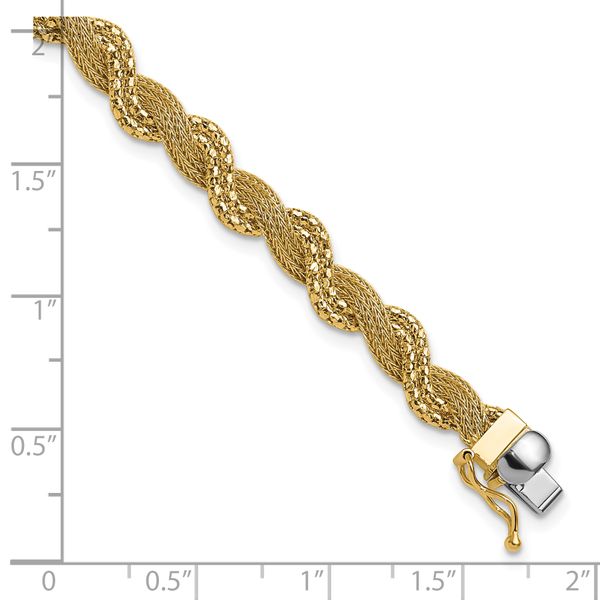 Leslie's 14K Polished/Textured and Diamond-cut Twisted Bracelet - Image 5