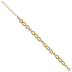 Leslie's 14K Two-tone Polished/Textured/Dia-cut w/2in ext. Bracelet - Image 2