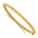 14k Polished and Textured Twisted Hinged Bangle