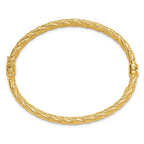 14k Polished and Textured Twisted Hinged Bangle - Image 2