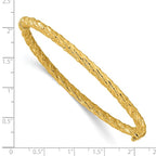 14k Polished and Textured Twisted Hinged Bangle - Image 3