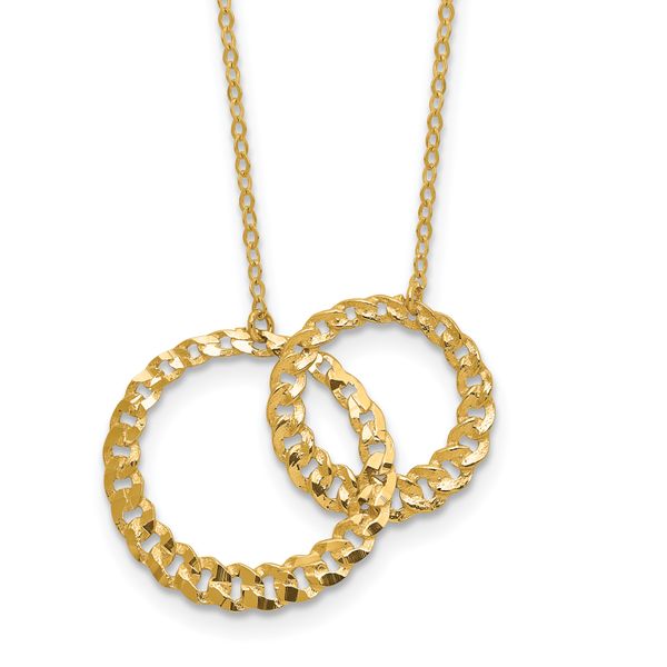 Leslie's 14K Polished and Diamond-cut Circles w/2in ext. Necklace