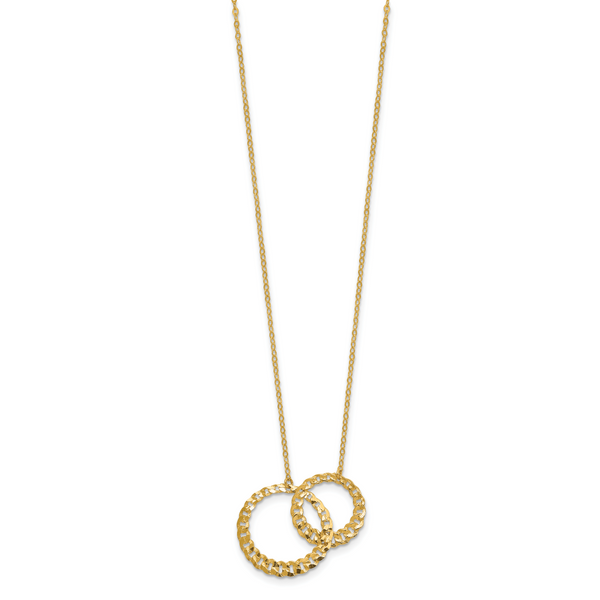Leslie's 14K Polished and Diamond-cut Circles w/2in ext. Necklace - Image 2