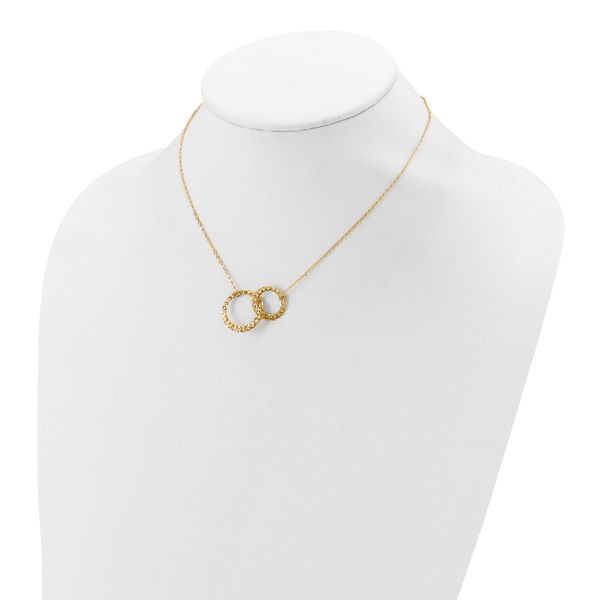 Leslie's 14K Polished and Diamond-cut Circles w/2in ext. Necklace - Image 3