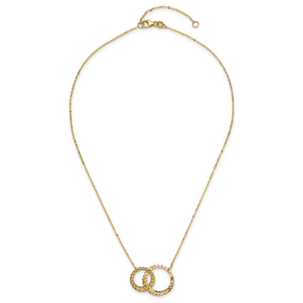 Leslie's 14K Polished and Diamond-cut Circles w/2in ext. Necklace - Image 4