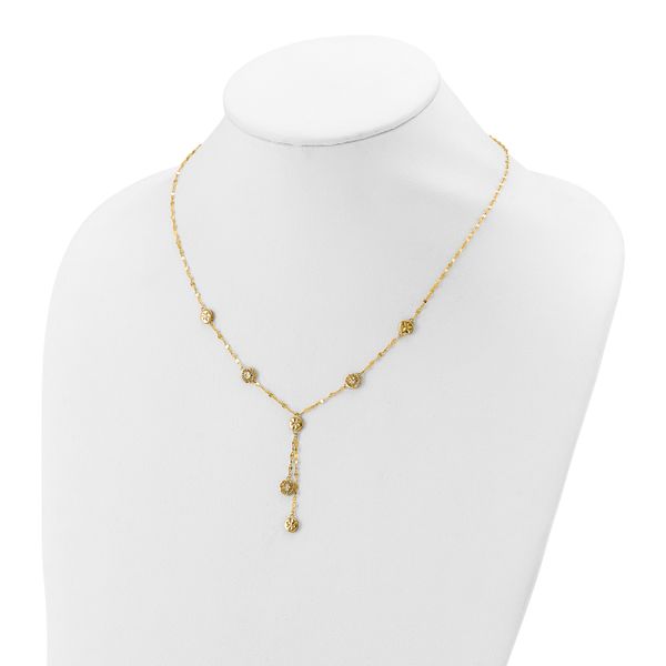 Leslie's 14K Polished and Diamond-cut Disc Design w/2in ext. Necklace - Image 3