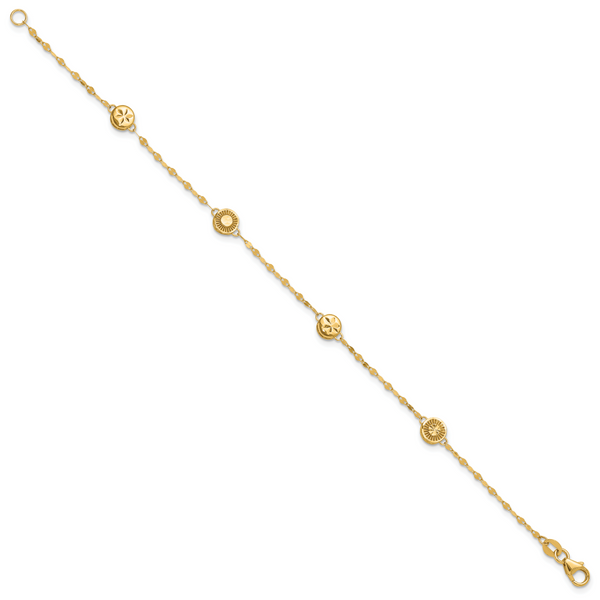 Leslie's 14K Polished and Diamond-cut Disc Design Bracelet - Image 2