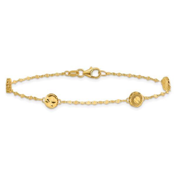 Leslie's 14K Polished and Diamond-cut Disc Design Bracelet - Image 3