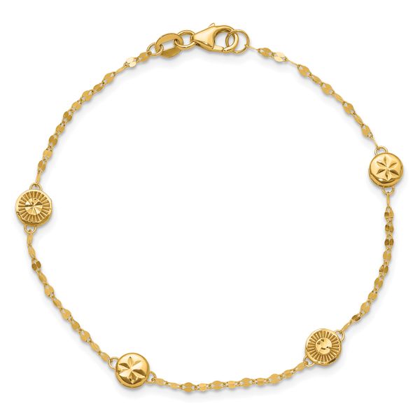 Leslie's 14K Polished and Diamond-cut Disc Design Bracelet - Image 4