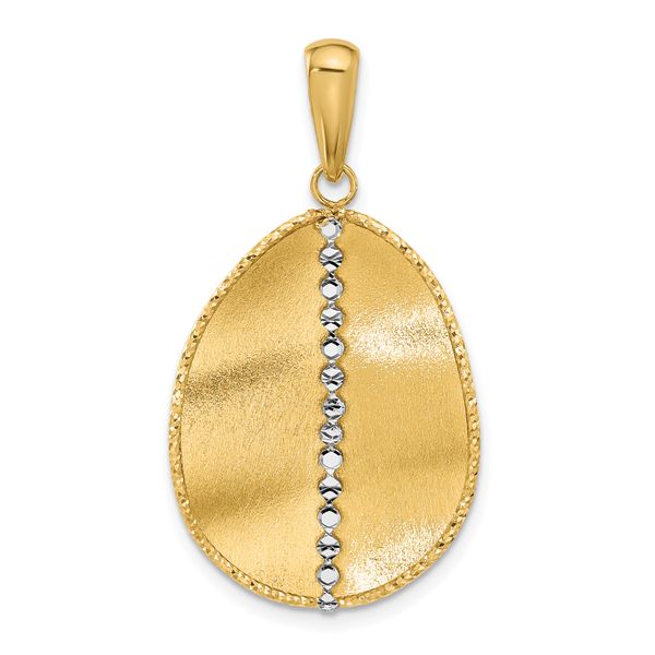 Leslie's 14K Two-tone Polished and Satin Teardrop Pendant