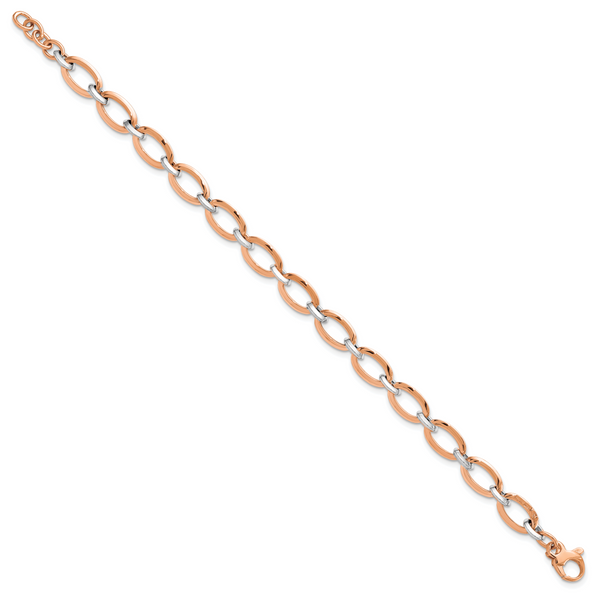 Leslie's 14K White and Rose Gold Polished w/.5in ext. Bracelet - Image 2