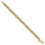 Leslie's 14K Two-tone Polished and Textured Fancy Link Bracelet - Image 2