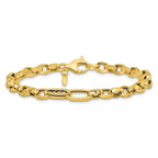 Leslie's 14K Polished and Hammered Fancy Link Bracelet - Image 3