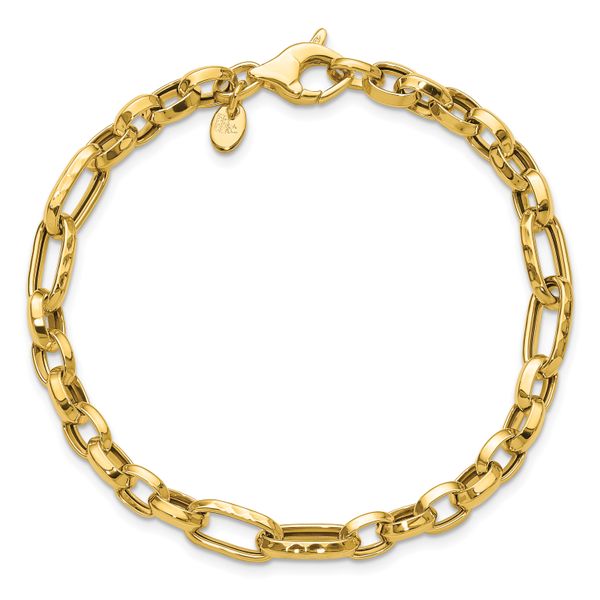 Leslie's 14K Polished and Hammered Fancy Link Bracelet - Image 4