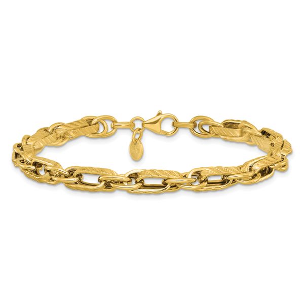 Leslie's 14K Polished and Grooved Fancy Link Bracelet - Image 3