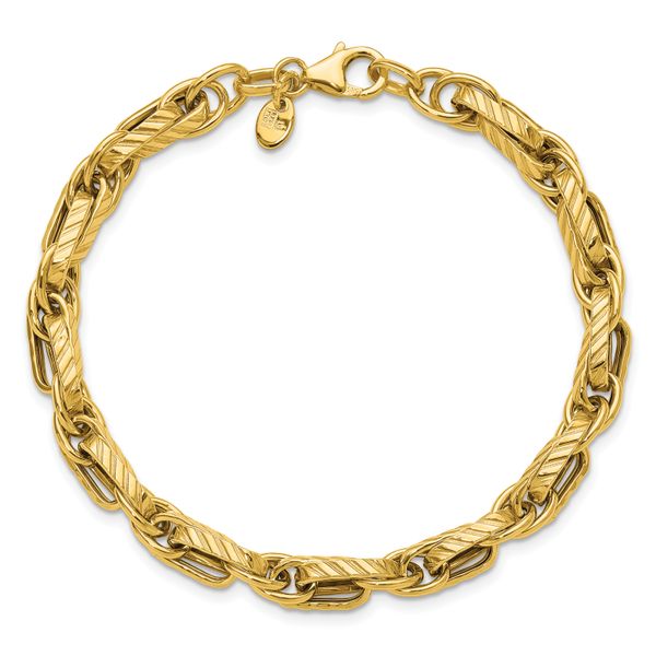 Leslie's 14K Polished and Grooved Fancy Link Bracelet - Image 4