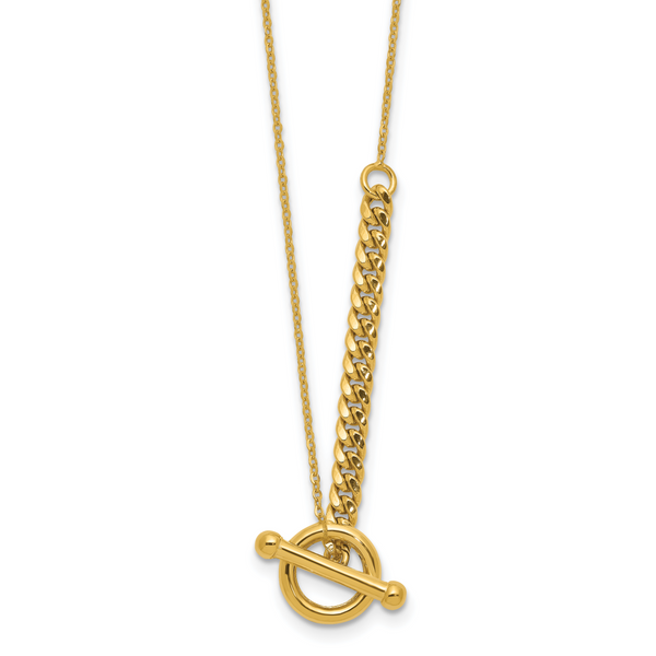 Leslie's 14K Polished Drop Toggle w/1in ext. Necklace
