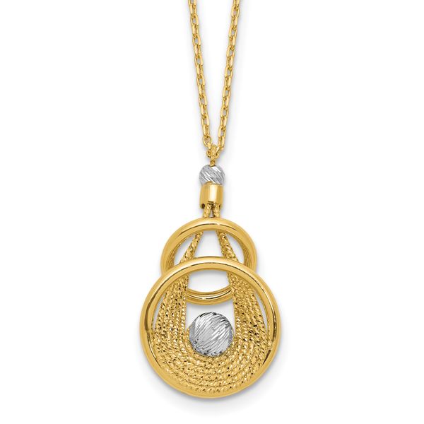 Leslie's 14K TT Polish/Dia-cut Fancy Teardrop w/.5in ext. Necklace