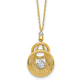 Leslie's 14K TT Polish/Dia-cut Fancy Teardrop w/.5in ext. Necklace