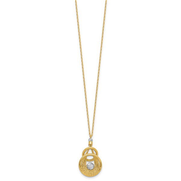 Leslie's 14K TT Polish/Dia-cut Fancy Teardrop w/.5in ext. Necklace - Image 2