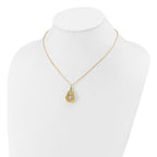 Leslie's 14K TT Polish/Dia-cut Fancy Teardrop w/.5in ext. Necklace - Image 3