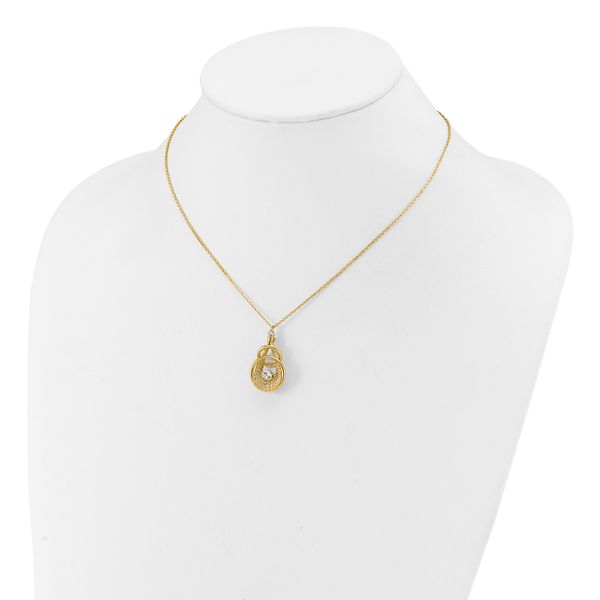 Leslie's 14K TT Polish/Dia-cut Fancy Teardrop w/.5in ext. Necklace - Image 3