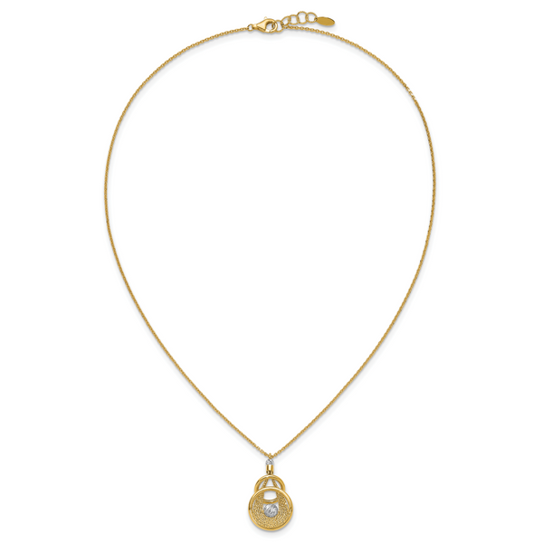 Leslie's 14K TT Polish/Dia-cut Fancy Teardrop w/.5in ext. Necklace - Image 4