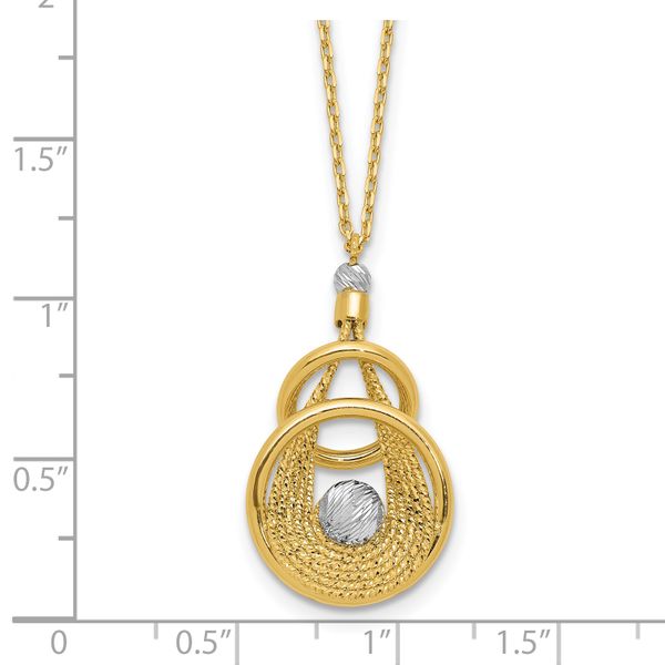 Leslie's 14K TT Polish/Dia-cut Fancy Teardrop w/.5in ext. Necklace - Image 5
