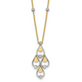 Leslie's 14K TT Polished / Dia-cut Chandelier w/.5in ext. Necklace