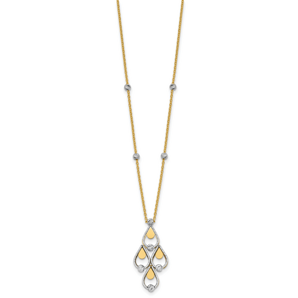 Leslie's 14K TT Polished / Dia-cut Chandelier w/.5in ext. Necklace - Image 2