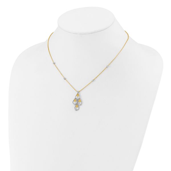 Leslie's 14K TT Polished / Dia-cut Chandelier w/.5in ext. Necklace - Image 3