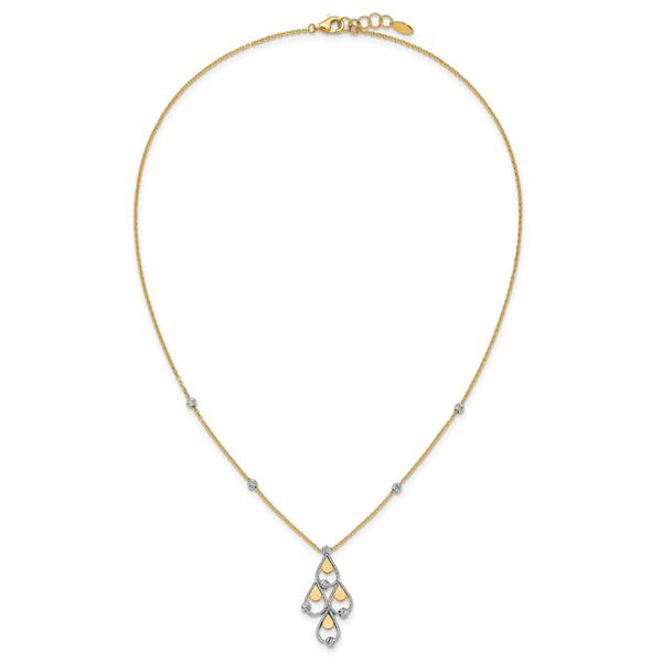 Leslie's 14K TT Polished / Dia-cut Chandelier w/.5in ext. Necklace - Image 4