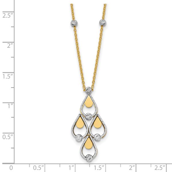 Leslie's 14K TT Polished / Dia-cut Chandelier w/.5in ext. Necklace - Image 5
