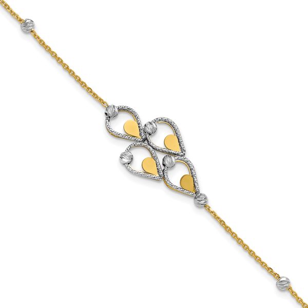 Leslie's 14K TT Polished / Dia-cut Fancy Bracelet w/.5in ext. Bracelet