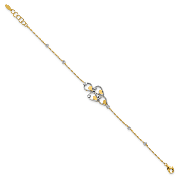 Leslie's 14K TT Polished / Dia-cut Fancy Bracelet w/.5in ext. Bracelet - Image 2