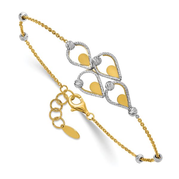 Leslie's 14K TT Polished / Dia-cut Fancy Bracelet w/.5in ext. Bracelet - Image 3