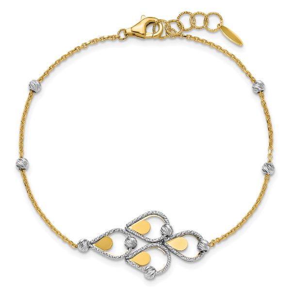 Leslie's 14K TT Polished / Dia-cut Fancy Bracelet w/.5in ext. Bracelet - Image 4