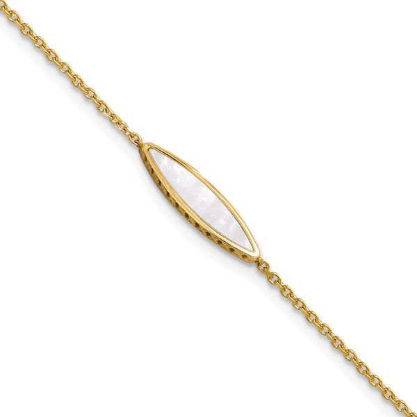 Leslie's 14K Polished Mother of Pearl w/1in ext. Bracelet