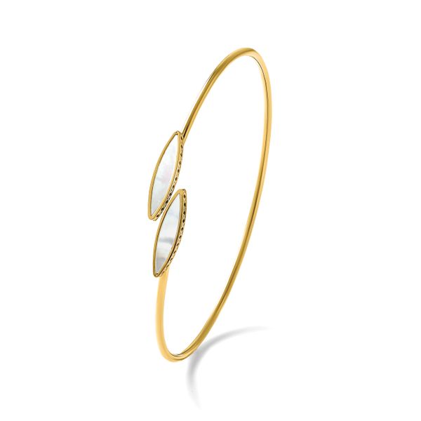 Leslie's 14K Polished Mother of Pearl Bypass Flexible Bangle - Image 5