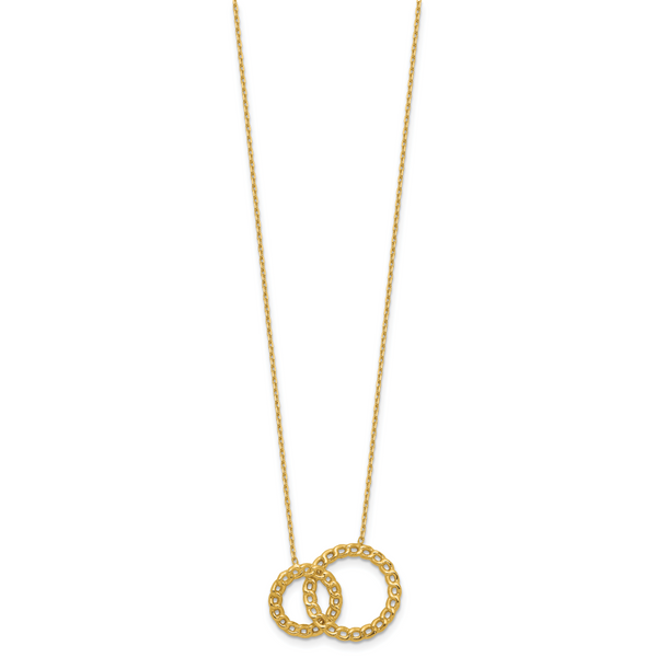 Leslie's 14K Polished/Diamond-cut 2 Circles w/2in ext. Necklace - Image 2