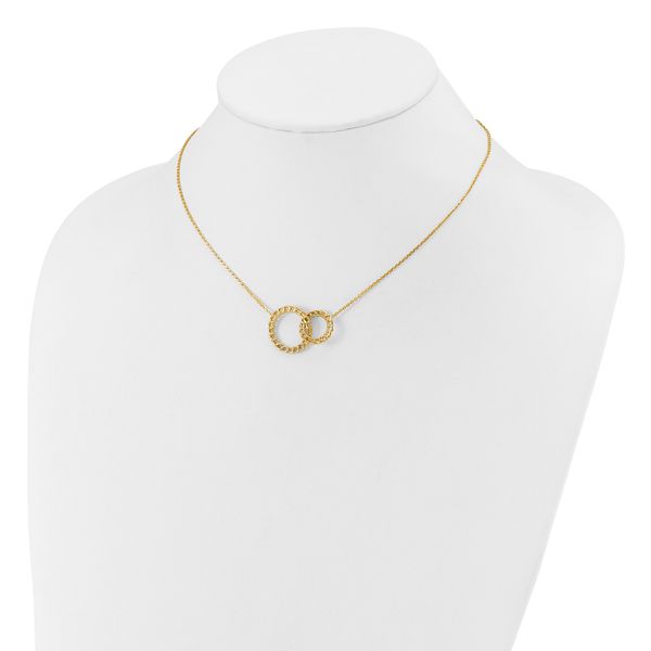 Leslie's 14K Polished/Diamond-cut 2 Circles w/2in ext. Necklace - Image 3