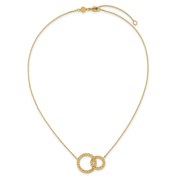 Leslie's 14K Polished/Diamond-cut 2 Circles w/2in ext. Necklace - Image 4