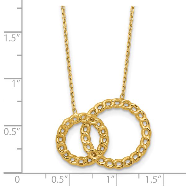 Leslie's 14K Polished/Diamond-cut 2 Circles w/2in ext. Necklace - Image 5
