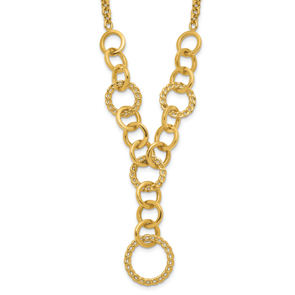Leslie's 14K Polished Circles Y-Drop w/1in ext. Necklace