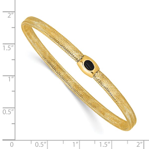 Leslie's 14K Polished Onyx Mesh Slip-on Stretch Bracelet - Image 3