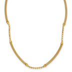 Leslie's 14K Polished Textured and Dia-cut Beaded w/Bars Necklace