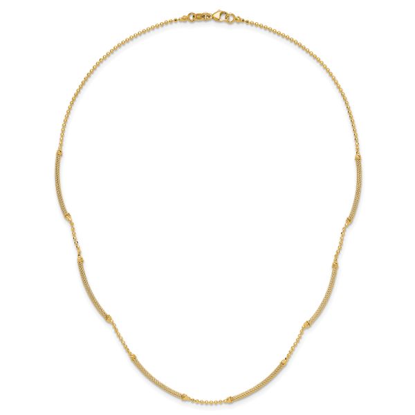 Leslie's 14K Polished Textured and Dia-cut Beaded w/Bars Necklace - Image 4
