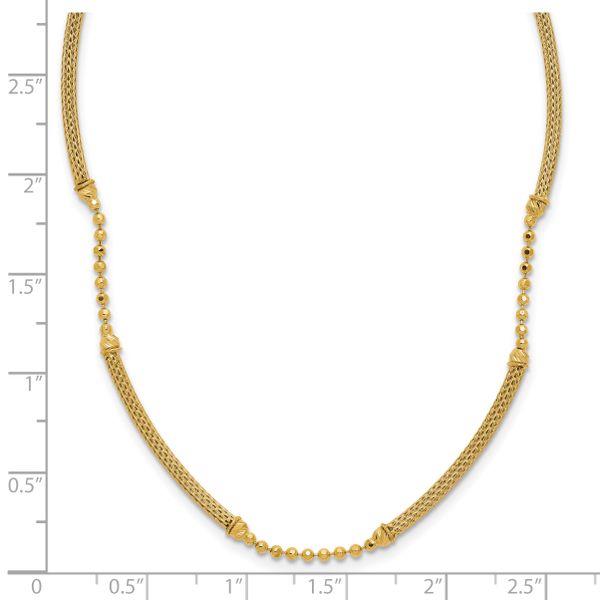 Leslie's 14K Polished Textured and Dia-cut Beaded w/Bars Necklace - Image 5